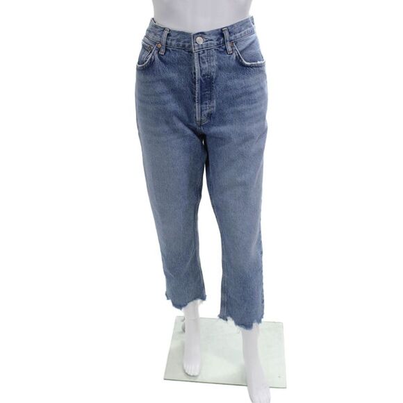 Agolde Denim - Agolde Womens Cropped Straight Jeans Blue High Rise 27 Inseam Size 30
